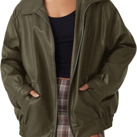 Women's Loose-Fit Faux Leather Jacket (Autumn/Winter)