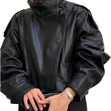 Women's Faux Leather Jacket: Casual Autumn Zip-Up Outerwear, Racing/Baseball-Style Moto Jacket