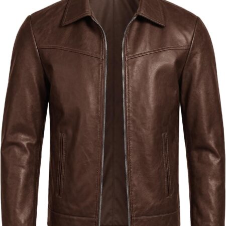 Men's Faux Leather Biker Jacket – Casual Style