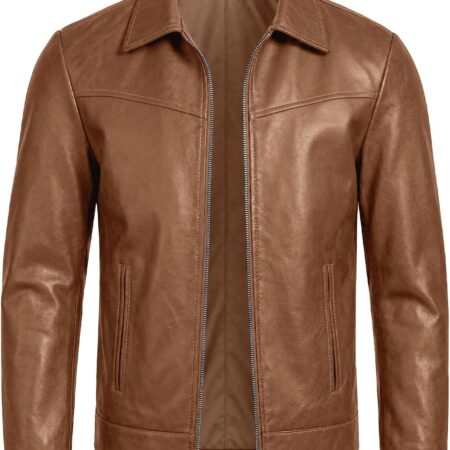 Men's Faux Leather Biker Jacket – Casual Style