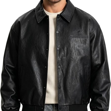 Men's Faux Leather Jacket – Vintage Racing-Style Street Jacket For Autumn