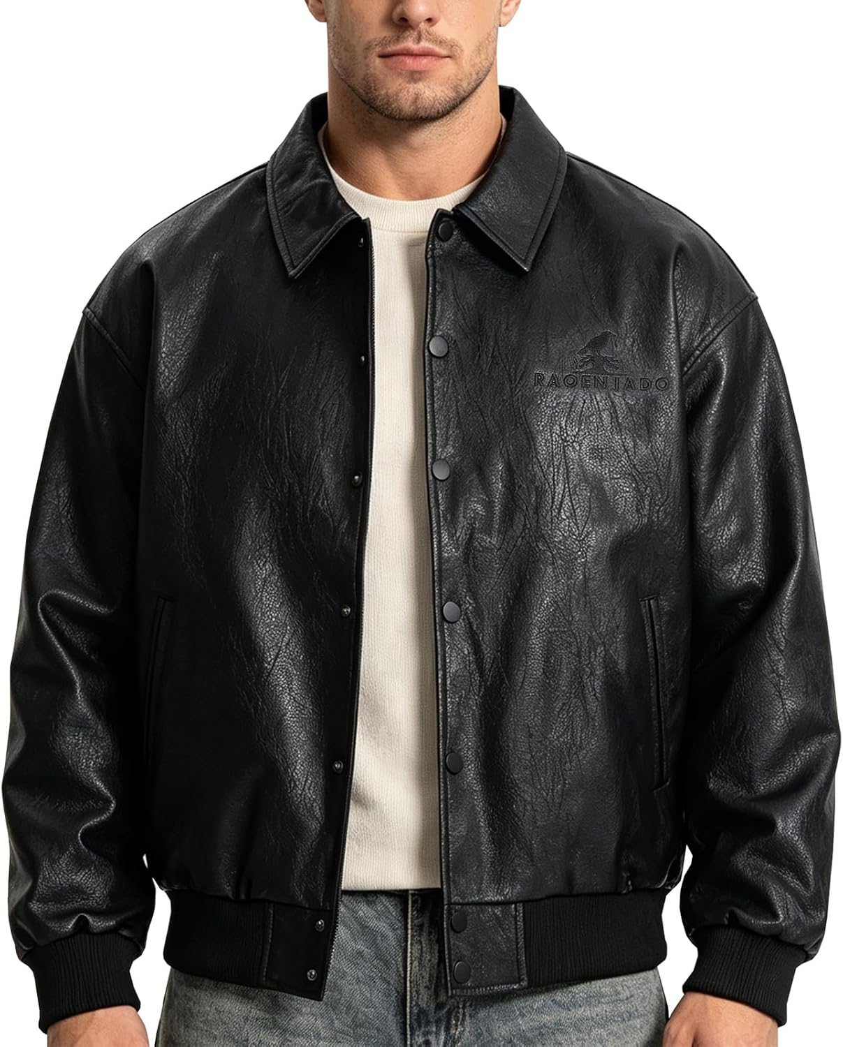 Men's Faux Leather Jacket – Vintage Racing-Style Street Jacket For Autumn