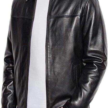 Men's Classic Biker-Style Genuine Sheepskin Jacket